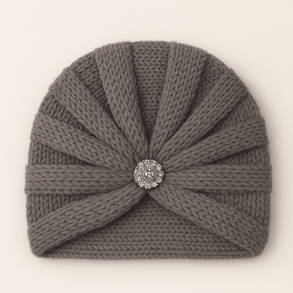 SUNSHINE BABY TURBAN WOOLEN CAP GREY