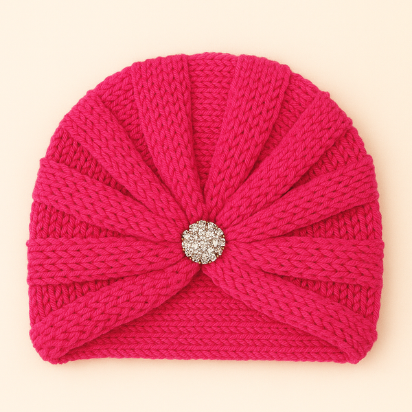 SUNSHINE BABY TURBAN WOOLEN CAP DARK PINK