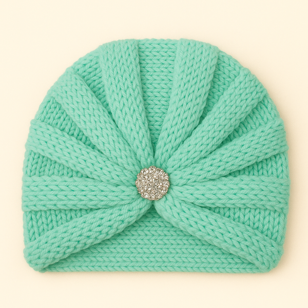 SUNSHINE BABY TURBAN WOOLEN CAP GREEN