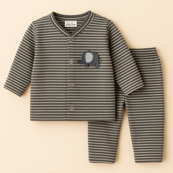 SUNSHINE BABY WINTER SLEEPSUIT STRIPES ELEPHANT GREY 3-6M
