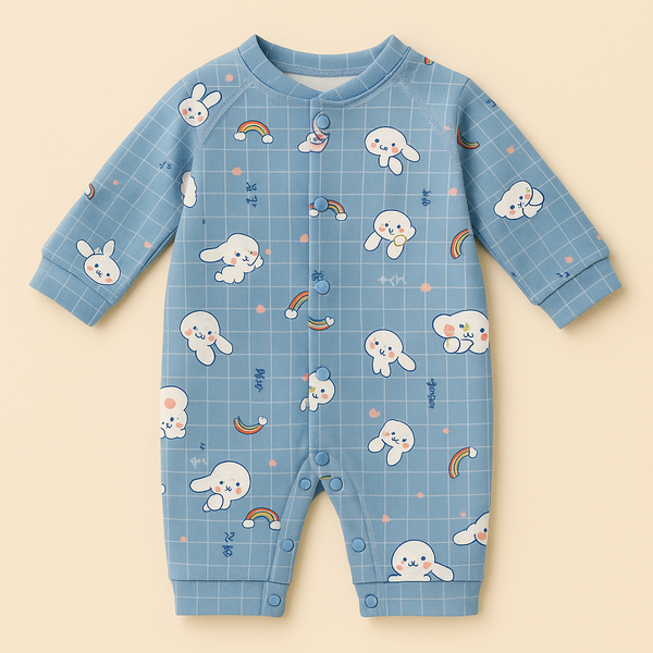 SUNSHINE BABY WINTER FLEECE ROMPER BUNNY BLUE 3-6M