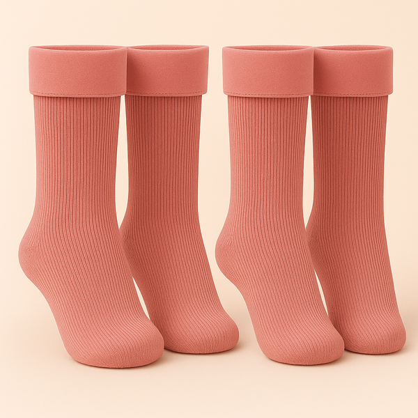 Kids Fleece Socks Pack Of 2 Pair Peach (2-4 Years) - Sunshine