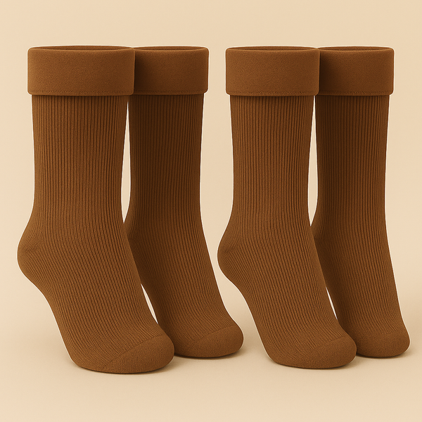 Kids Fleece Socks Pack Of 2 Pair Brown (2-4 Years) - Sunshine