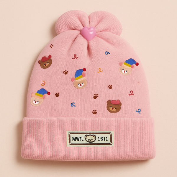SUNSHINE BABY WOOLEN CAP WITH BOW PINK