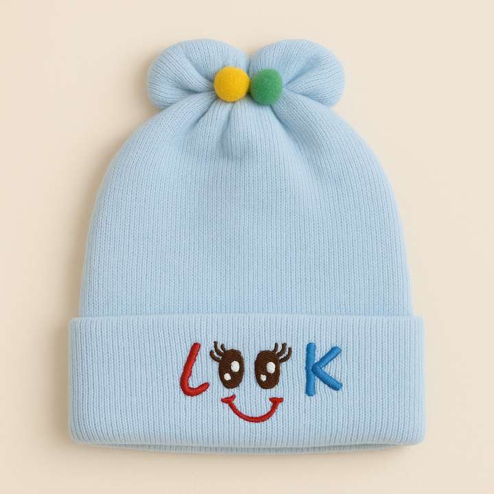 SUNSHINE BABY WOOLEN CAP WITH BOW BLUE