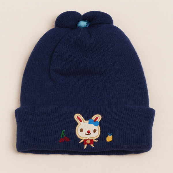 SUNSHINE BABY WOOLEN CAP WITH BOW NAVY BLUE