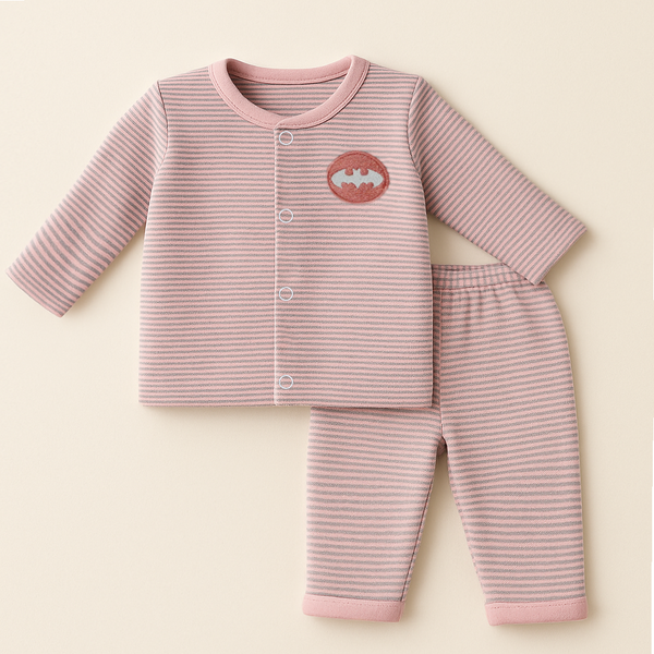 SUNSHINE BABY SLEEPSUIT STRIPES BATMAN BABY PINK 3-6M