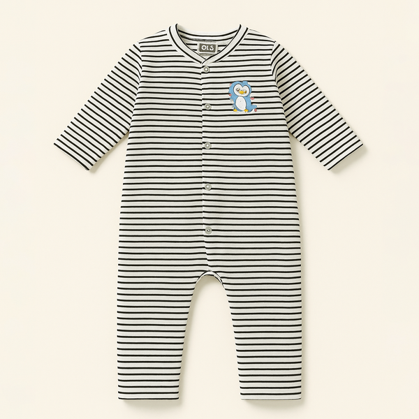 SUNSHINE BABY ROMPER STRIPES BLACK & WHITE 9-12M