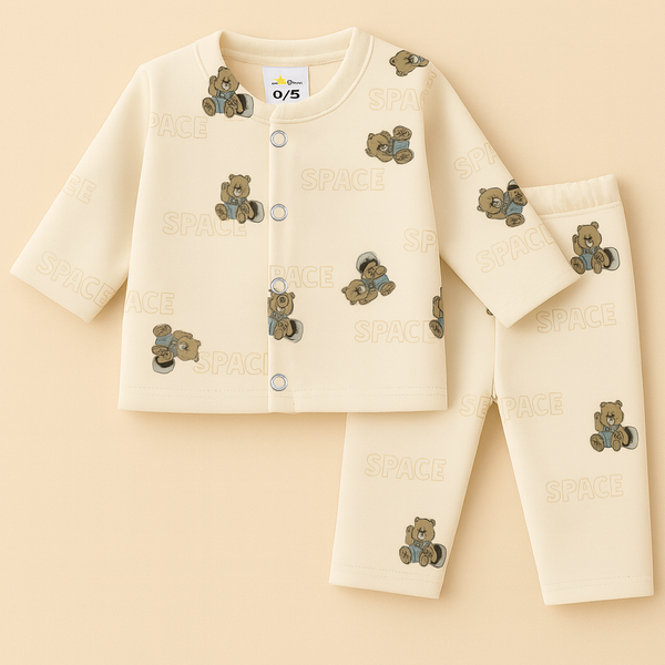 SUNSHINE BABY WINTER SLEEPSUIT SPACE BEAR OFF WHITE 3-6M