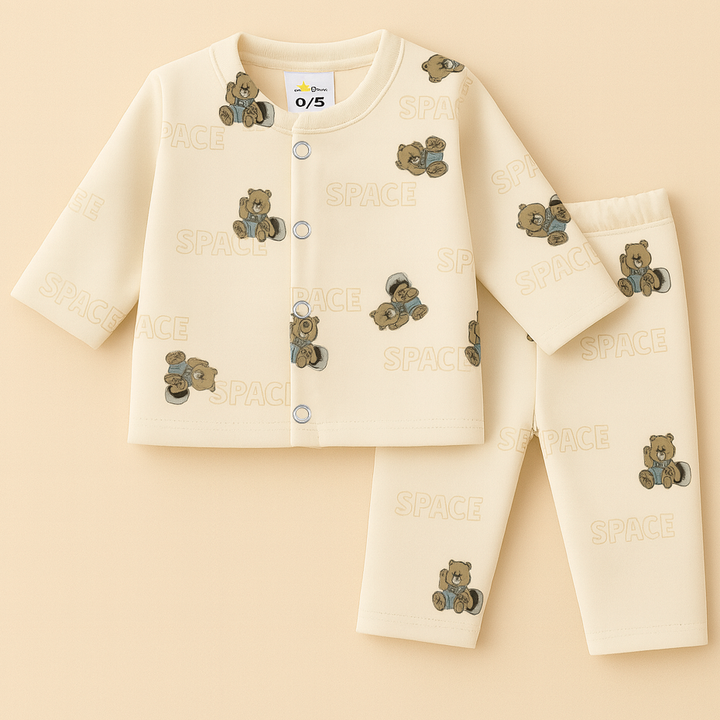 SUNSHINE BABY WINTER SLEEPSUIT SPACE BEAR OFF WHITE 3-6M