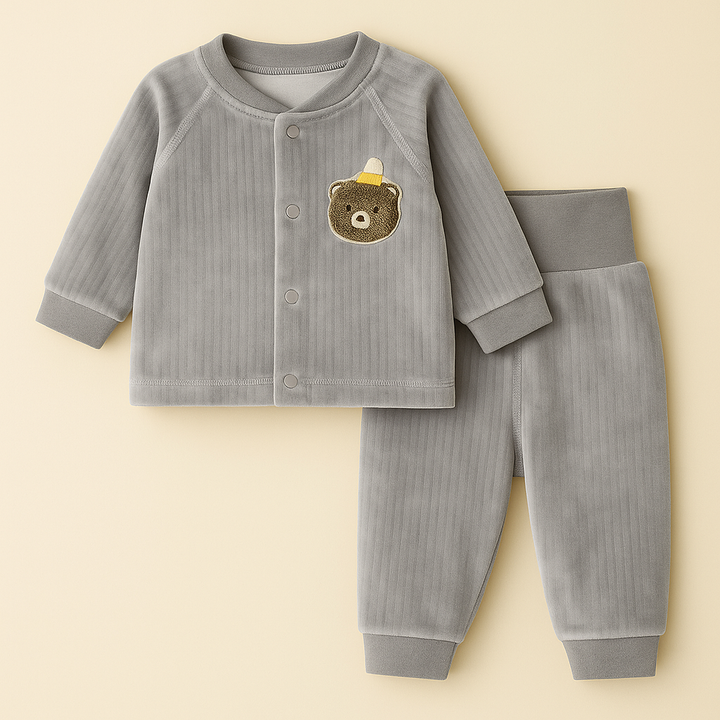 SUNSHINE BABY VELVET PAJAMA SET BEAR GREY 2-3Y