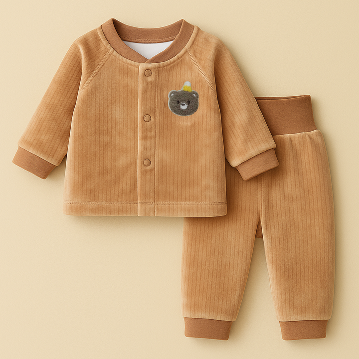 SUNSHINE BABY VELVET PAJAMA SET BEAR BROWN 2-3Y