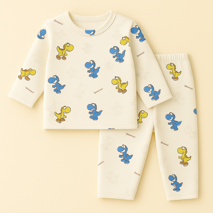 SUNSHINE BABY WINTER PAJAMA SET RUNNING DINOSAUR OFFWHITE 9-12M