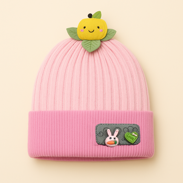 SUNSHINE BABY WOOLEN CAP SMILEY FACE BEIGE