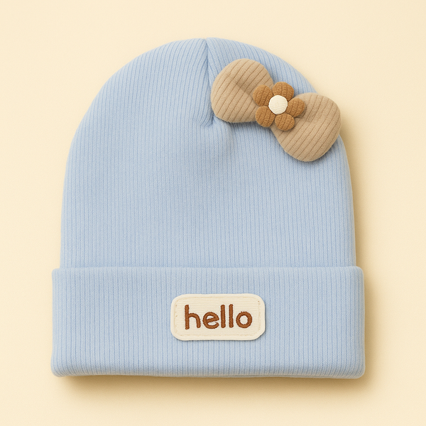 SUNSHINE BABY WOOLEN CAP SMILEY FACE BLUE