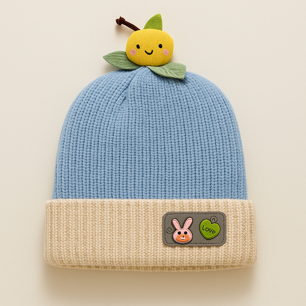 SUNSHINE BABY WINTER CAP HELLO BOW BLUE