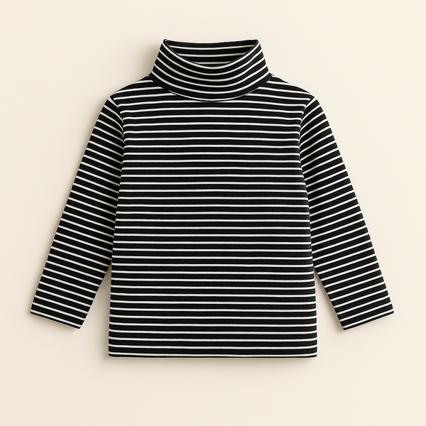 SUNSHINE KIDS WINTER MOCK NECK STRIPES BLACK & WHITE 24 7-8Y (SW)