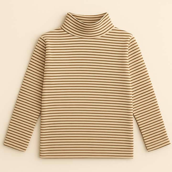 SUNSHINE KIDS WINTER MOCK NECK STRIPES BEIGE & BROWN 24 7-8Y (SW)
