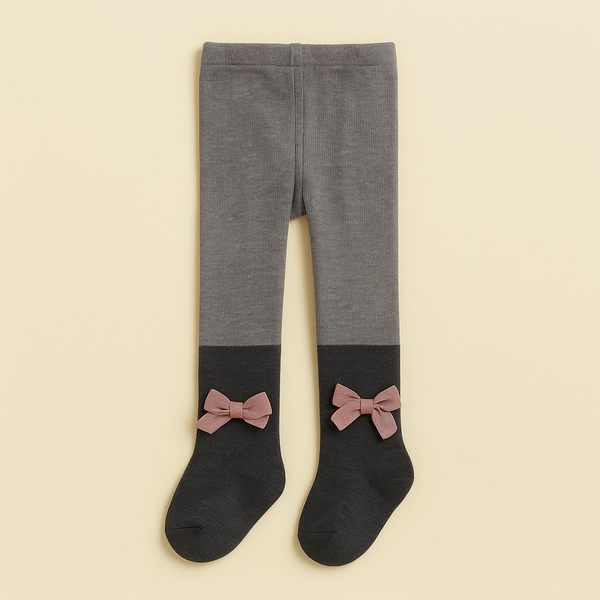 SUNSHINE KIDS LEGGY WITH BOW DARK GREY 10-12(5-6Y)