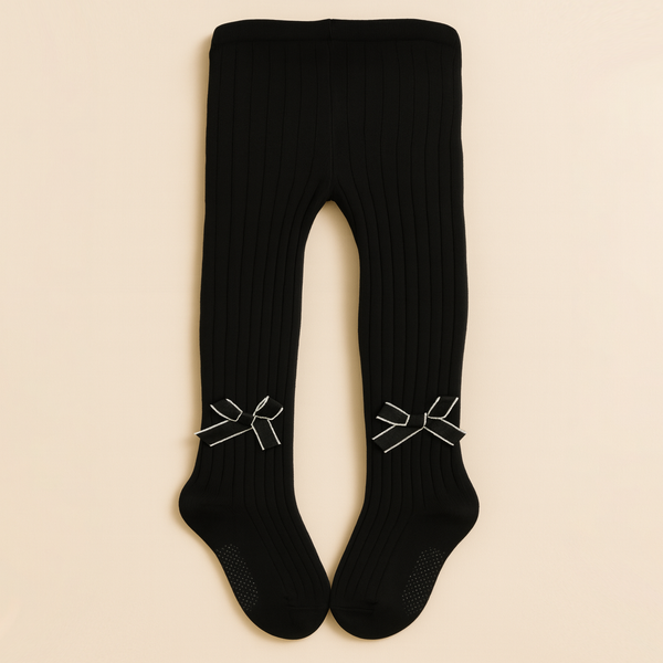 SUNSHINE KIDS LEGGY WITH BOW BLACK 8-10(3-4Y)