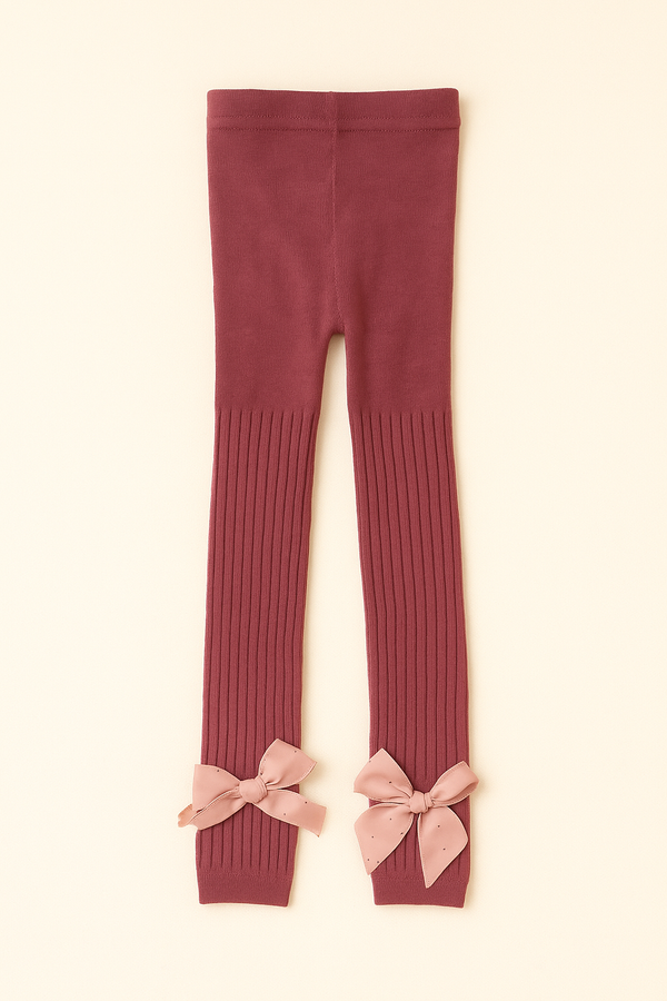 SUNSHINE KIDS LEGGY WITH BOW DARK PEACH 8-10(3-4Y)