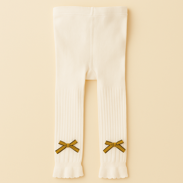 SUNSHINE FANCY LEGGY WITH BOW WHITE(24-26)