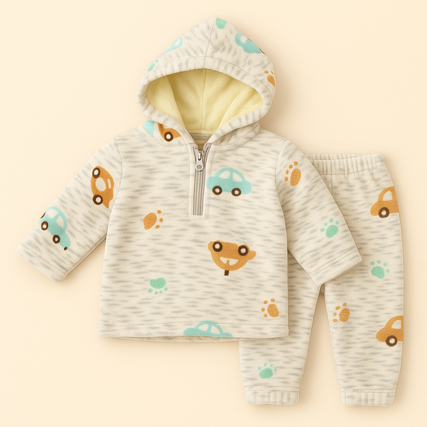 SUNSHINE BABY HOODED PAJAMA SET CARS GREY 6-9M