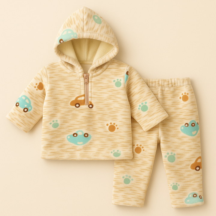 SUNSHINE BABY HOODED PAJAMA SET CARS LIGHT ORANGE 6-9M