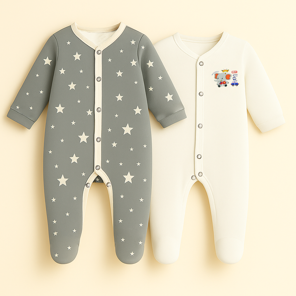 SUNSHINE BABY COTTON ROMPER 2 PCS SET GREY STAR 18-24M