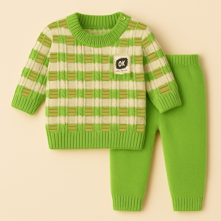SUNSHINE BABY WOOLEN PAJAMA SET STRIPES GREEN NB