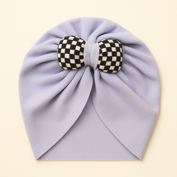 SUNSHINE BABY FLEECE TURBAN CAP WITH BOW SKY BLUE
