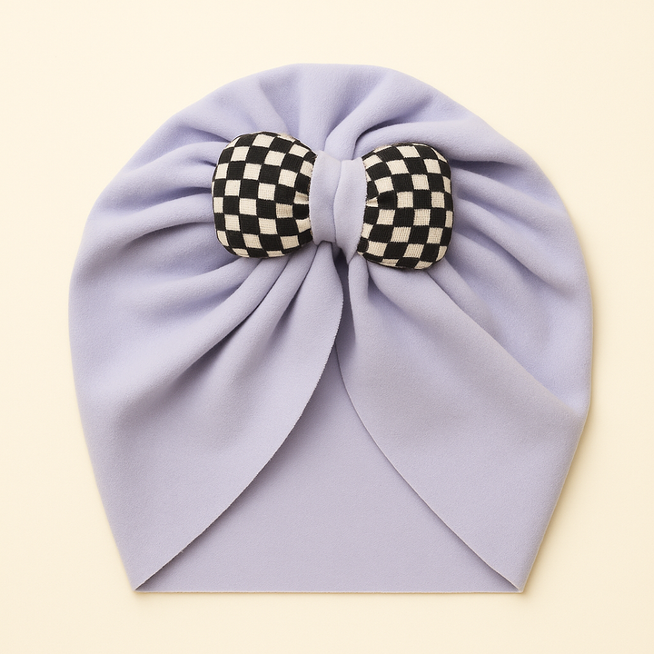 SUNSHINE BABY FLEECE TURBAN CAP WITH BOW SKY BLUE