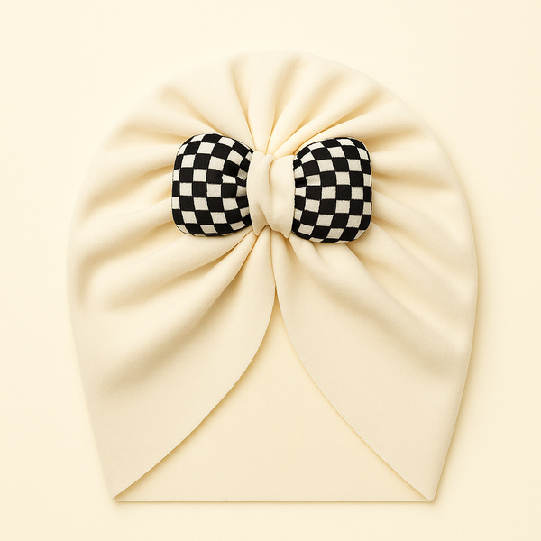 SUNSHINE BABY FLEECE TURBAN CAP WITH BOW BEIGE