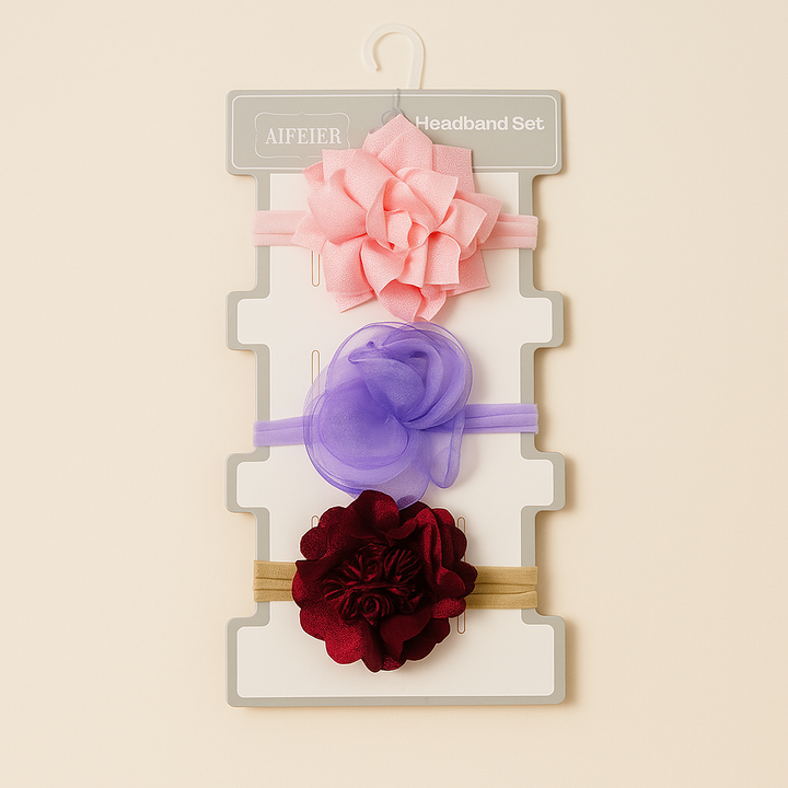 SUNSHINE BABY GIRL HEADBAND PACK OF 3 MULTI DESIGN MULTI COLOUR