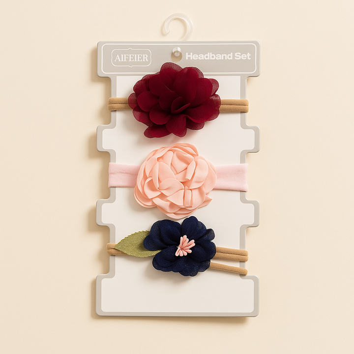 SUNSHINE BABY GIRL HEADBAND PACK OF 3 MULTI DESIGN MULTI COLOUR