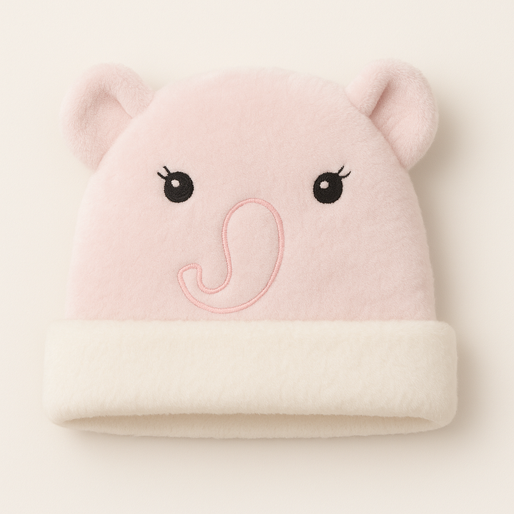 SUNSHINE BABY FLEECE CAP ELEPHANT BABY PINK
