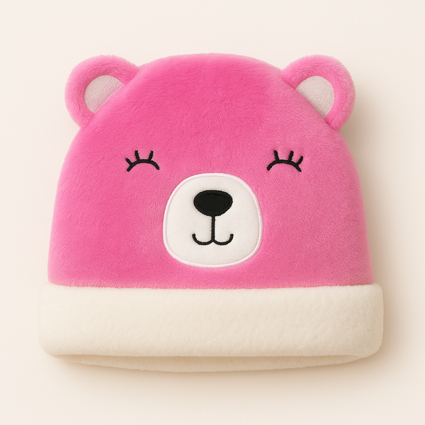 SUNSHINE BABY FLEECE CAP BEAR DARK PINK