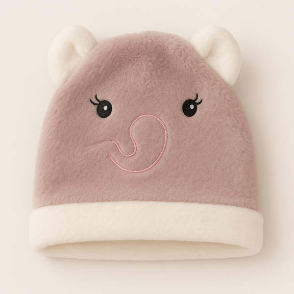 SUNSHINE BABY FLEECE CAP ELEPHANT PEACH