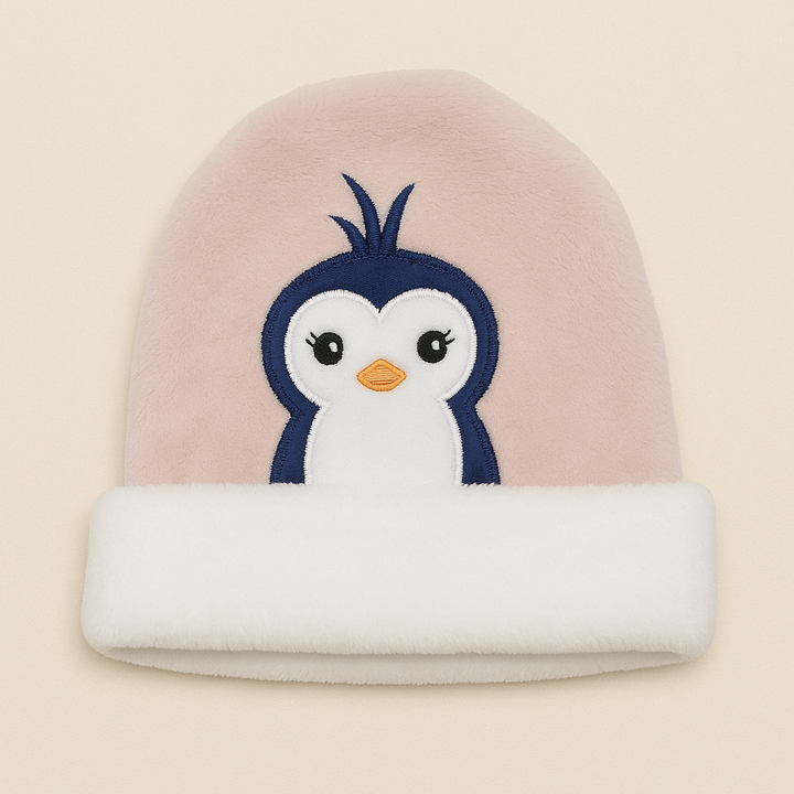 SUNSHINE BABY FLEECE CAP PENGUIN PEACH