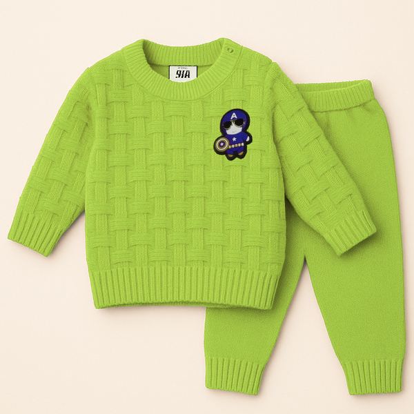 SUNSHINE BABY WOOLEN PAJAMA SET CAPTAIN AMERICA  GREEN NB