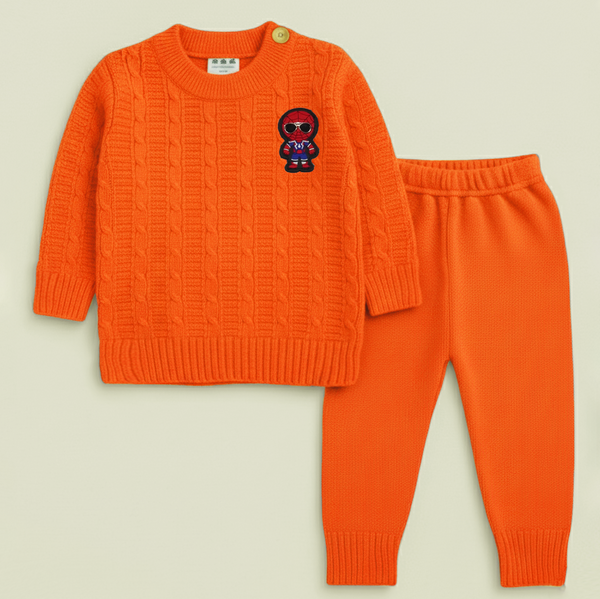 SUNSHINE BABY WOOLEN PAJAMA SET SPIDERMAN  ORANGE NB