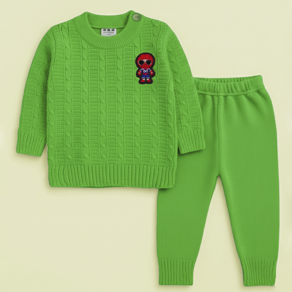SUNSHINE BABY WOOLEN PAJAMA SET SPIDERMAN  GREEN NB