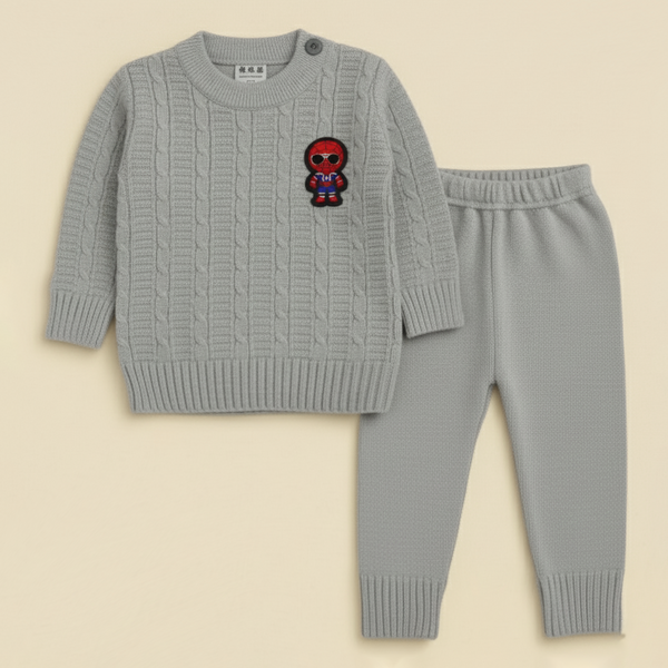 SUNSHINE BABY WOOLEN PAJAMA SET SPIDERMAN  GREY NB