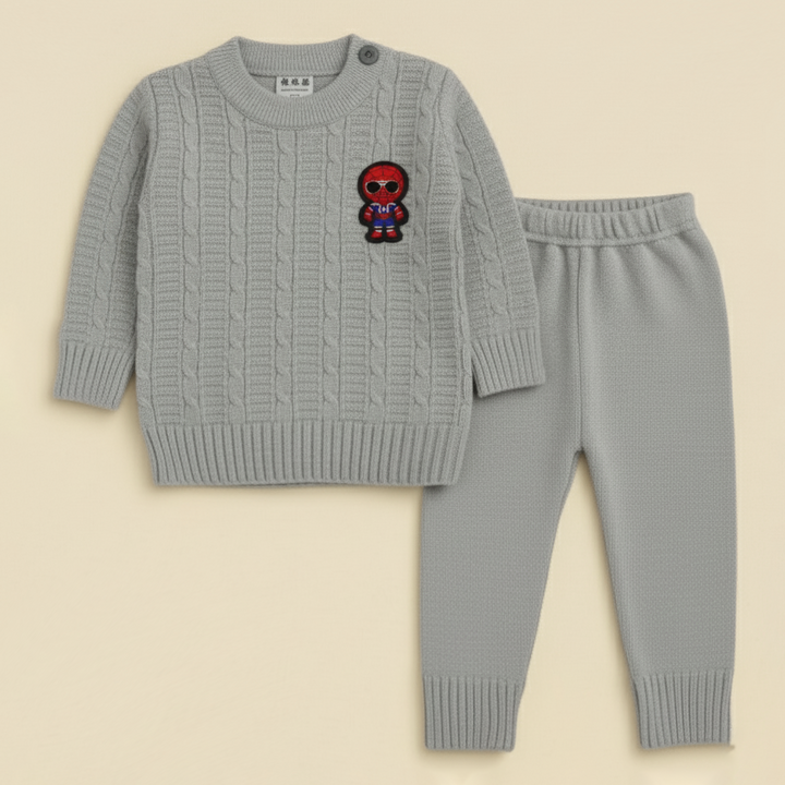 SUNSHINE BABY WOOLEN PAJAMA SET SPIDERMAN  GREY NB