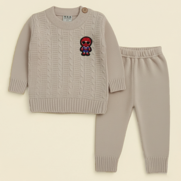 SUNSHINE BABY WOOLEN PAJAMA SET SPIDERMAN  BEIGE NB