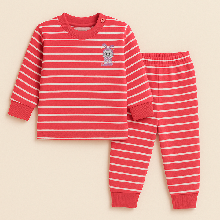 SUNSHINE BABY FLEECE PAJAMA SET  STRIPES PINK NO-70-120