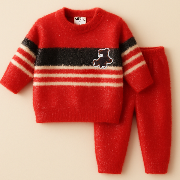 SUNSHINE BABY FUR PAJAMA SET BEAR RED NB