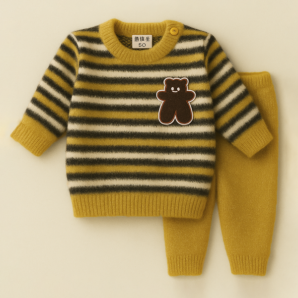 SUNSHINE BABY FUR PAJAMA SET BEAR STRIPES YELLOW NB
