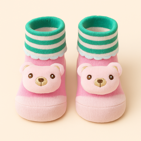 SUNSHINE BABY BOOTIES PINK & GREEN PUPPY