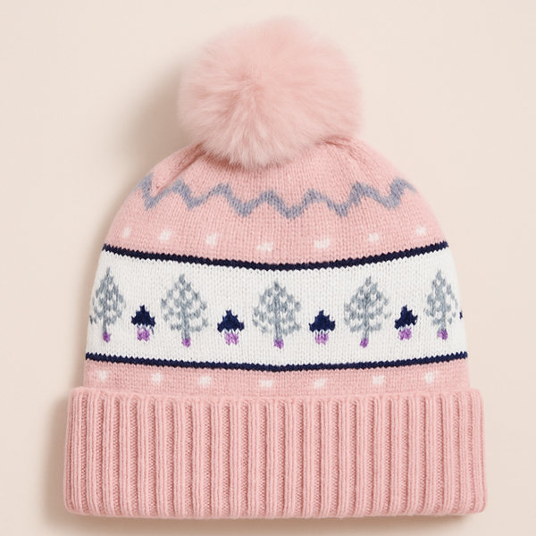SUNSHINE BABY WINTER WOOLEN CAP PINE BABY PINK